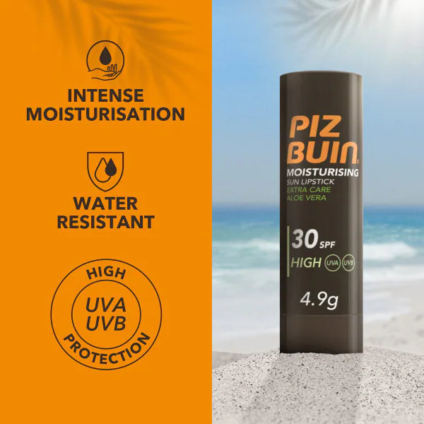 Piz Buin Moisturising Lipstick Aloe Vera SPF30 4.9g, imported from the UK