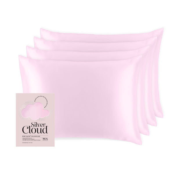 Silver Cloud satin pillowcase set pink colour 4 pack (British brand)