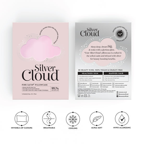 Silver Cloud satin pillowcase set pink colour 4 pack (British brand)
