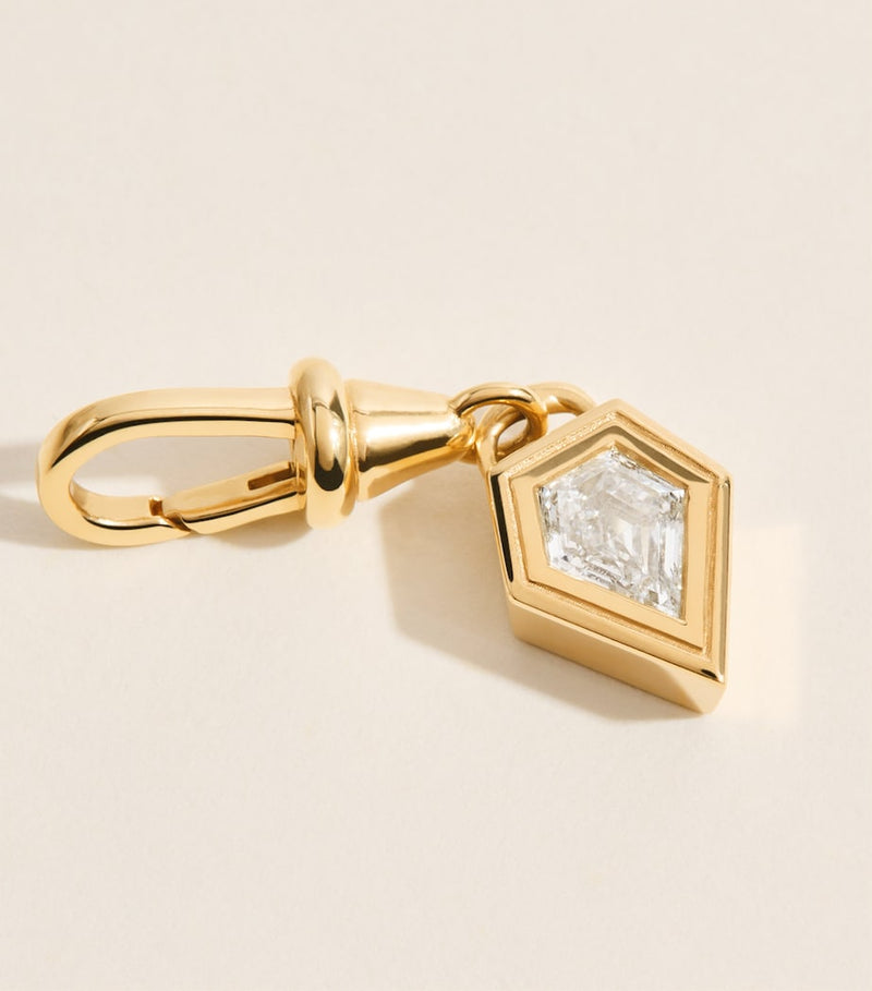 Azlee yellow gold shield diamond charm, UK version