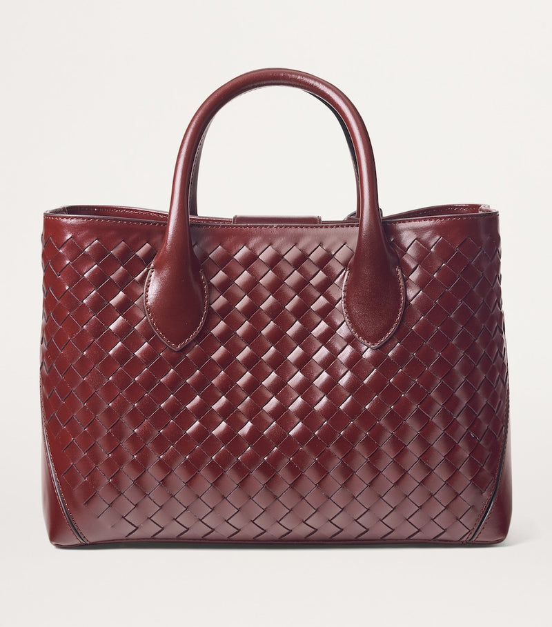 Aspinal of London midi leather woven tote bag, UK version