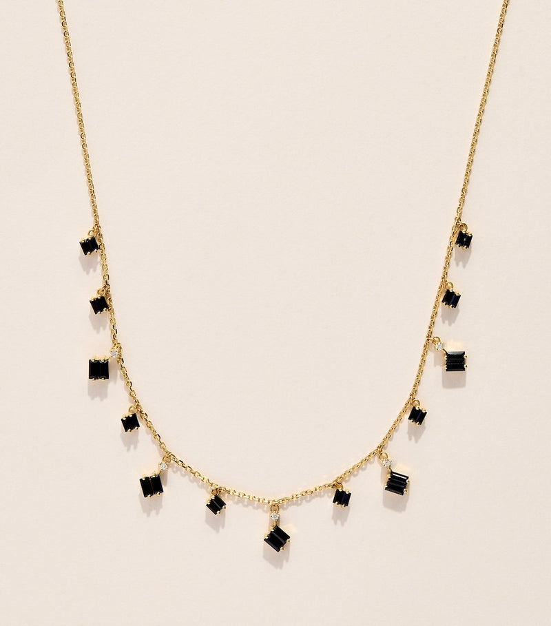 Suzanne Kalan Bold Cascade necklace black sapphire diamond 18k gold - British product