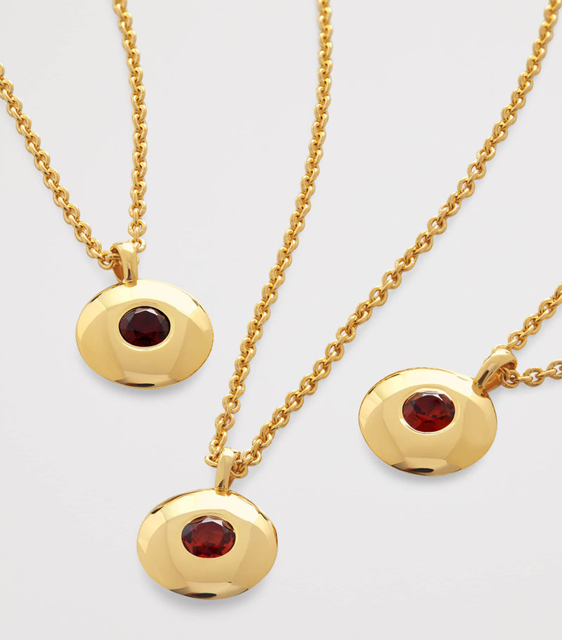 Monica Vinader gold vermeil and ruby birthstone necklace, imported from the UK