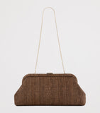 Jimmy Choo Skylar woven rafia clutch bag, imported from the UK