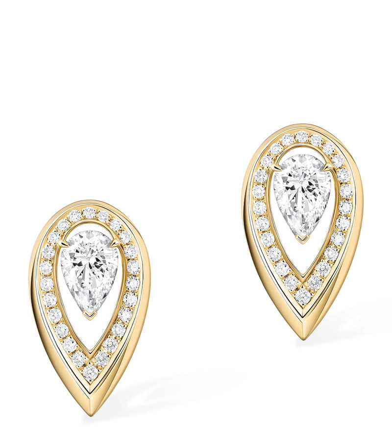 Messika Fiery diamond stud earrings 0.65ct 18kt yellow gold, imported from the UK