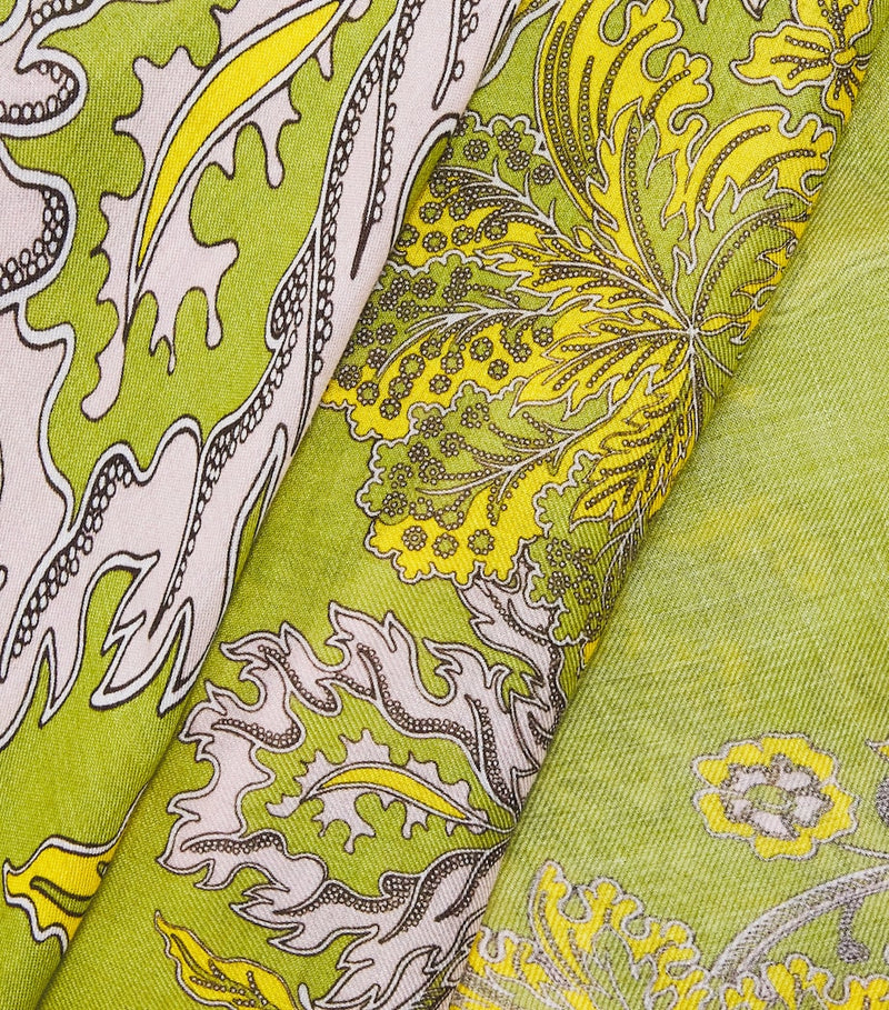 La Doublej Printed Scarf with botanical print on modal silk, UK version