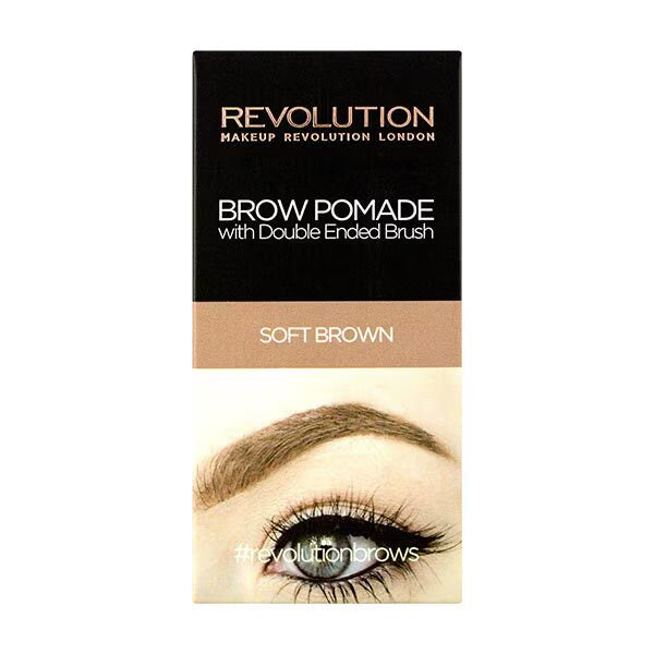 Revolution Eyebrow Pomade Soft Brown, imported from the UK
