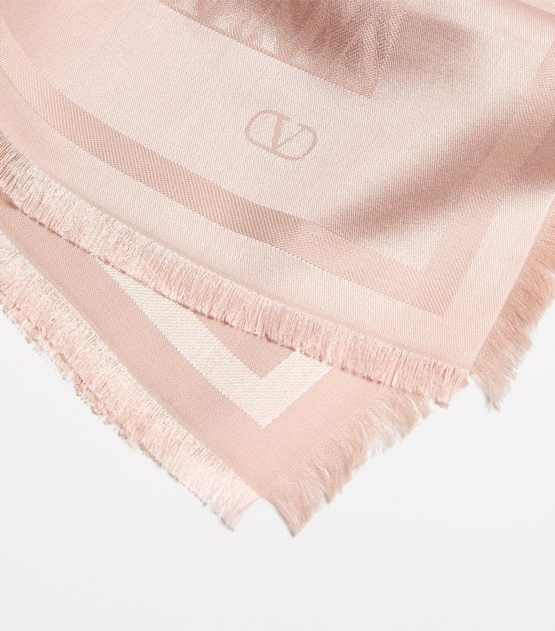 Valentino Garavani silk wool Toute La V shawl 140cm, UK version