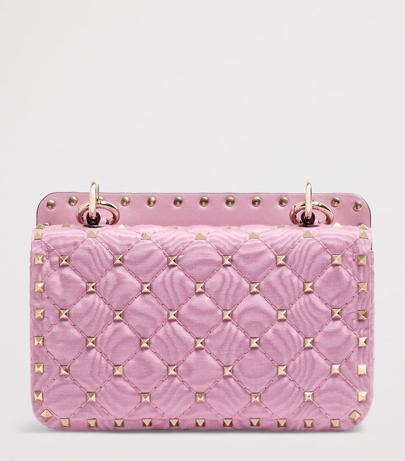 Valentino Garavani Rockstud Spike small shoulder bag moiré fabric, UK version
