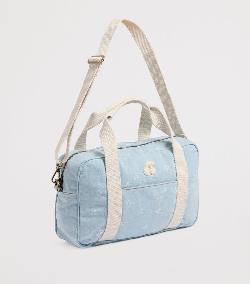 Bonpoint denim Gigia bowling bag with embroidered cherries - British product