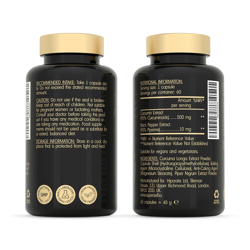 SuperSelf turmeric curcumin 95% with black pepper 60 capsules (British brand)
