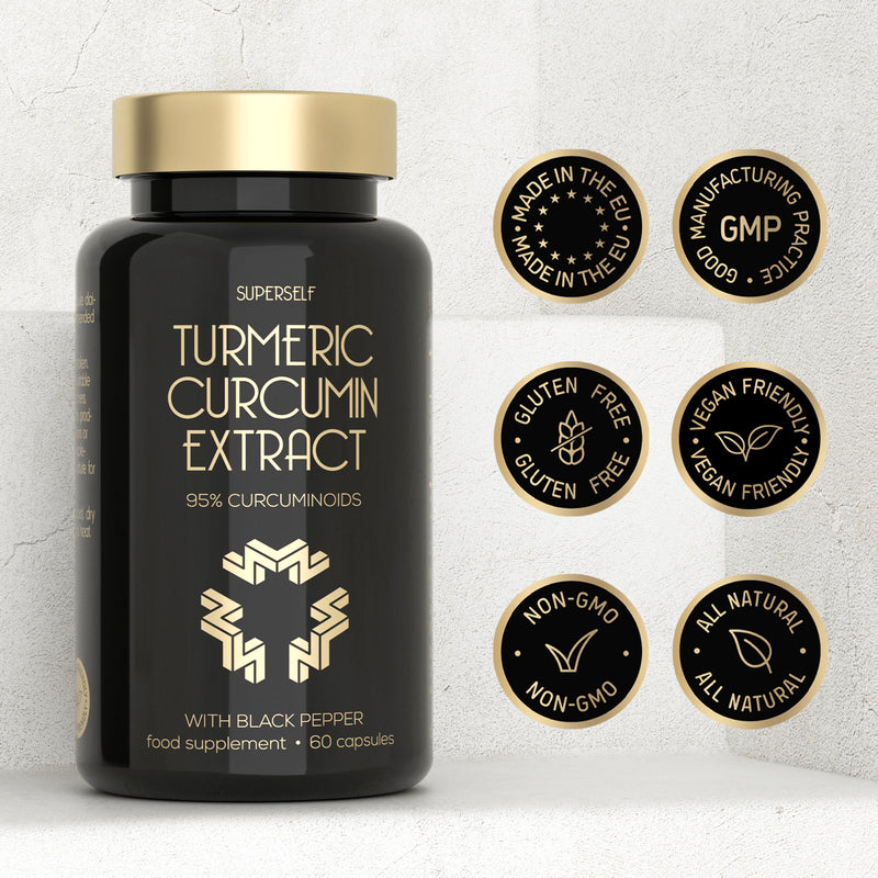 SuperSelf turmeric curcumin 95% with black pepper 60 capsules (British brand)