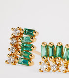 Suzanne Kalan emerald and diamond stud earrings in yellow gold, UK version