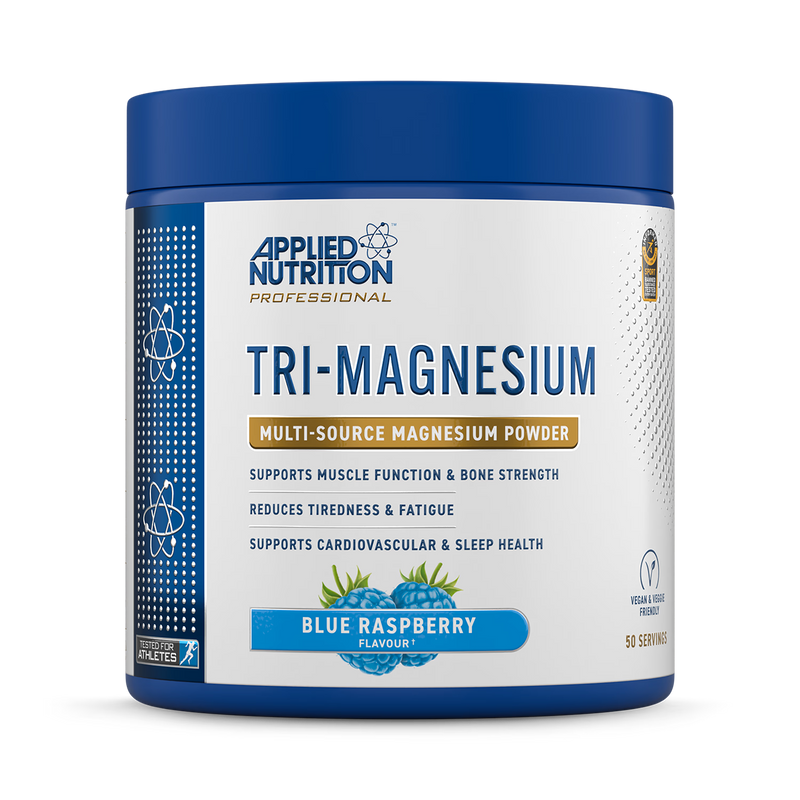 Applied Nutrition Tri-Magnesium Powder Blue Raspberry 200g, imported from the UK