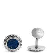 Harrods Dunhill Rhodium-Plated Silver Sodalite Hobnail Cufflinks 16mm- Buy online at McGrocer