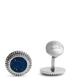 Dunhill rhodium-plated silver and sodalite hobnail cufflinks, imported from the UK