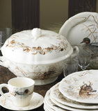 Gien teacup and saucer set with mallard duck graphic print, 175ml, set of 2, UK version