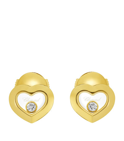 Harrods Chopard Yellow Gold and Diamond Happy Diamonds Icons Earrings- Buy online at McGrocer