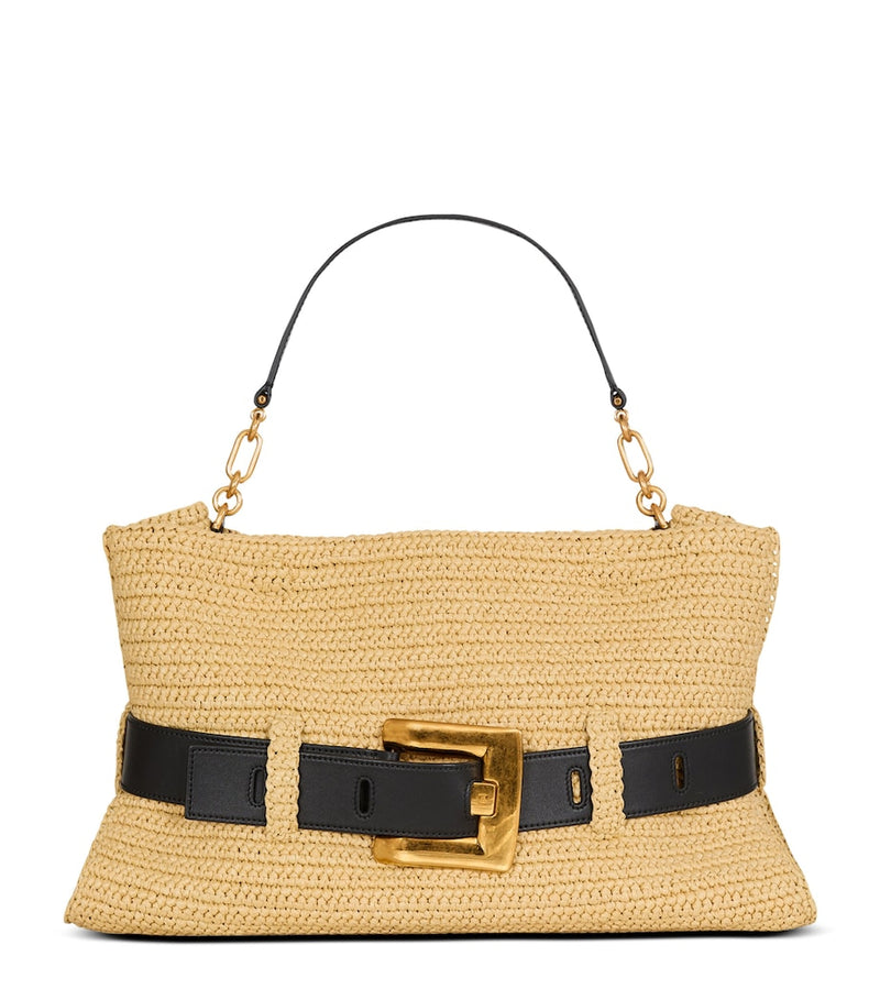 Balmain medium faux-raffia Anthem shoulder bag (British brand)