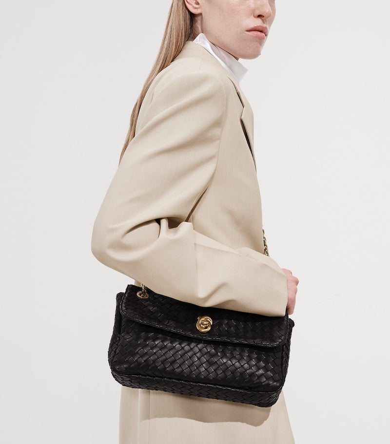 Bottega Veneta Madison shoulder bag lambskin Intrecciato weave, imported from the UK