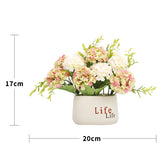 Livingandhome Hydrangea Flower in Ceramic Planter White Green 20cm, imported from the UK