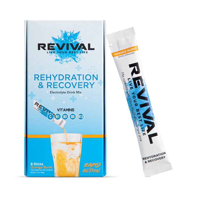 Revival Orange Burst hydration powder 6 pack, imported from the UK