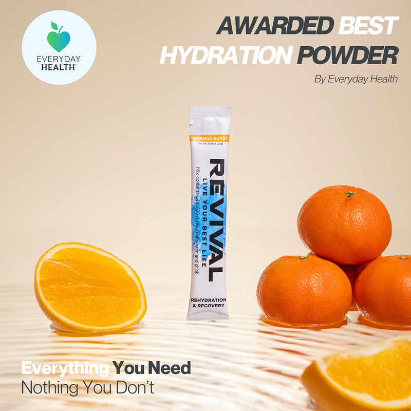 Revival Orange Burst hydration powder 6 pack, imported from the UK
