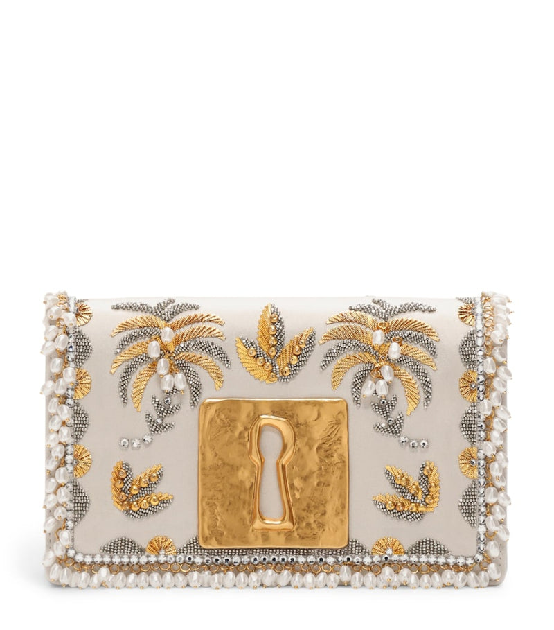 Schiaparelli Keyhole Bijoux clutch bag satin (British brand)