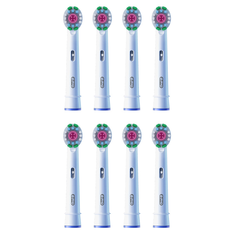 Oral-B Pro 3D White toothbrush heads with X Filament 8 count, imported from the UK