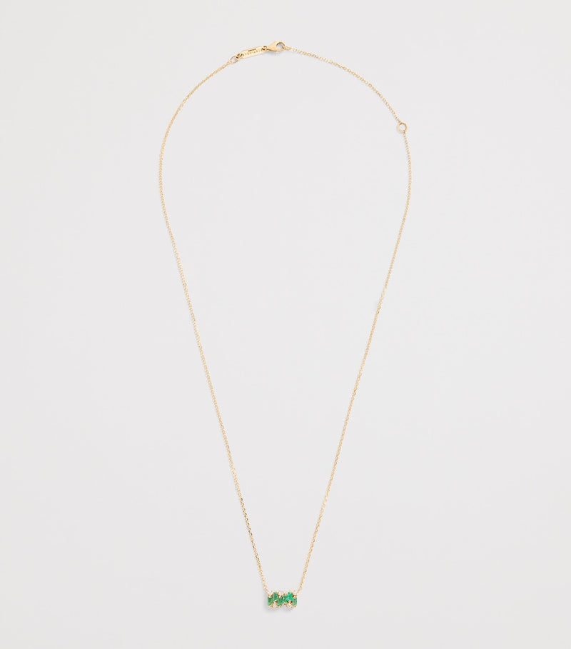 Suzanne Kalan emerald and diamond pendant necklace, imported from the UK