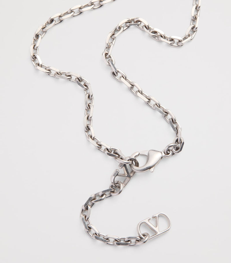 Valentino Garavani crystal heart necklace palladium finish, UK version