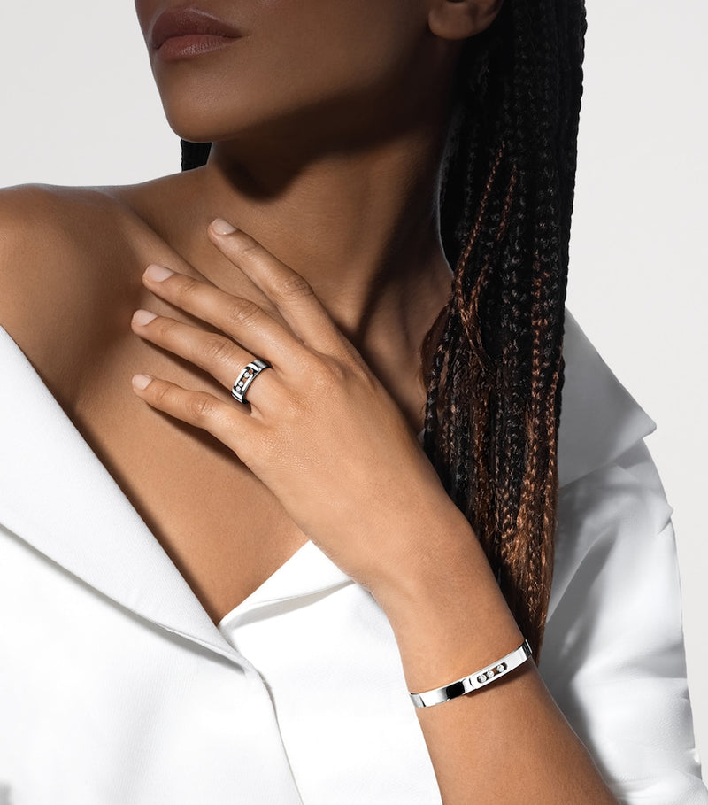 Messika Move Noa white gold diamond bangle 0.15ct, imported from the UK