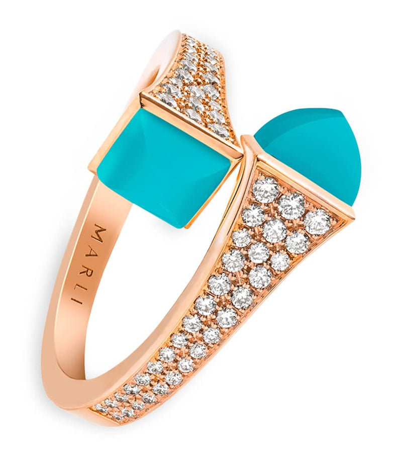 MARLI New York Cleo ring rose gold diamond turquoise - British product