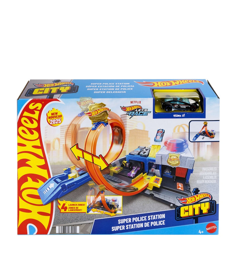Hot Wheels City Super Police Station playset with loop track, UK version