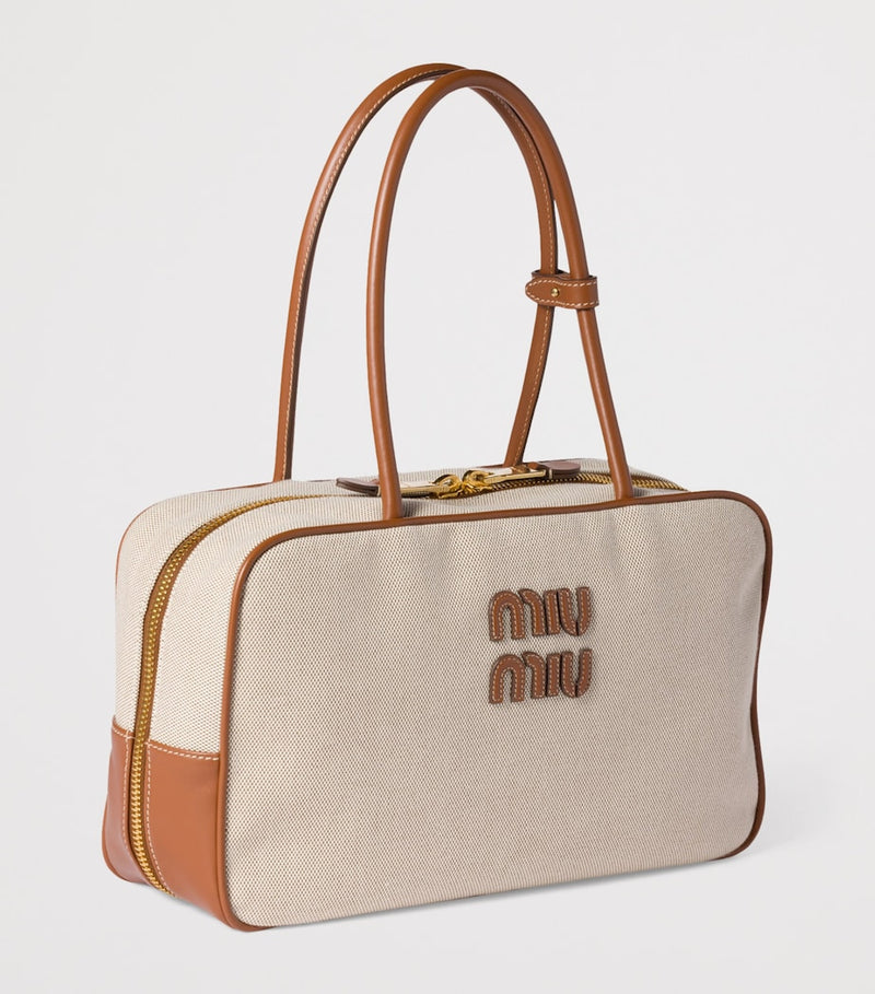 Miu Miu Beau top-handle bag in leather-canvas, UK version