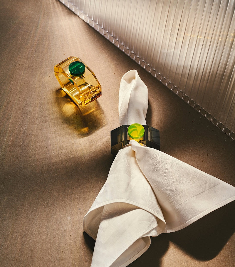 Reflections Copenhagen crystal napkin rings set of 2, imported from the UK