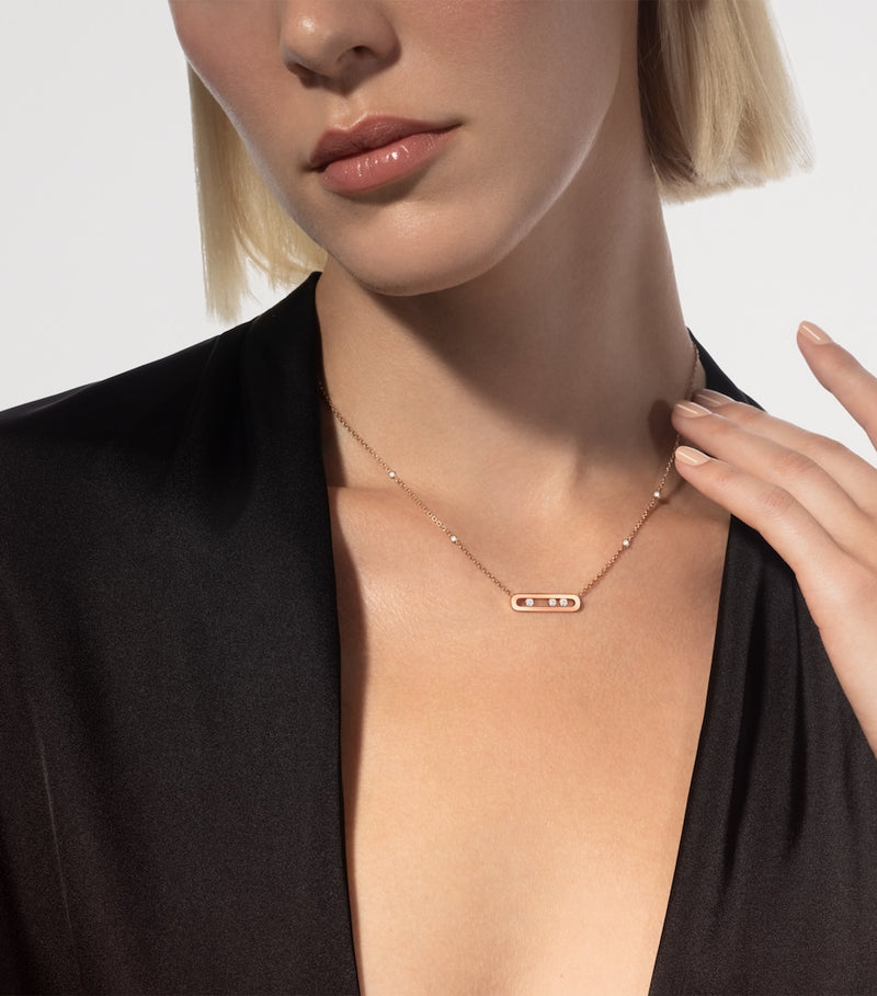 Messika Move Classique pink gold diamond necklace 0.14ct - British product