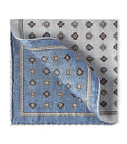 Brunello Cucinelli silk medallion pocket square 35cm, imported from the UK