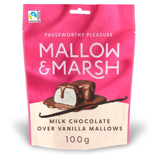 Mallow & Marsh Vanilla Marshmallows Coated in Milk Chocolate 100g GOODS Sainsburys   
