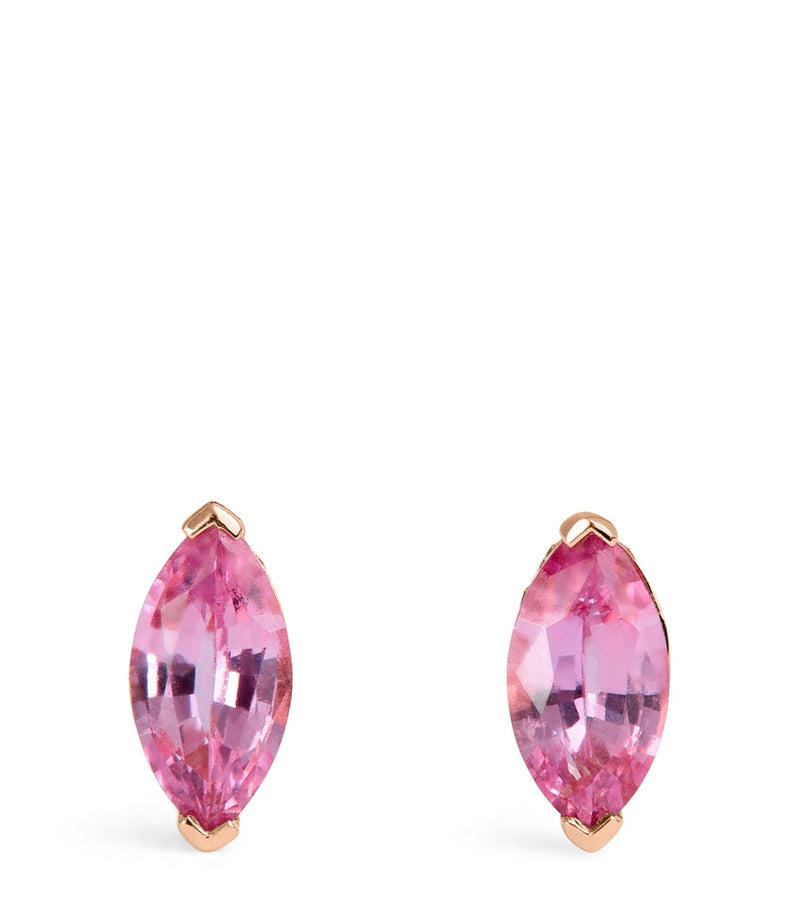 SHAY rose gold stud earrings with pink sapphire and diamond halo - British product