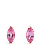 SHAY rose gold stud earrings with pink sapphire and diamond halo - British product