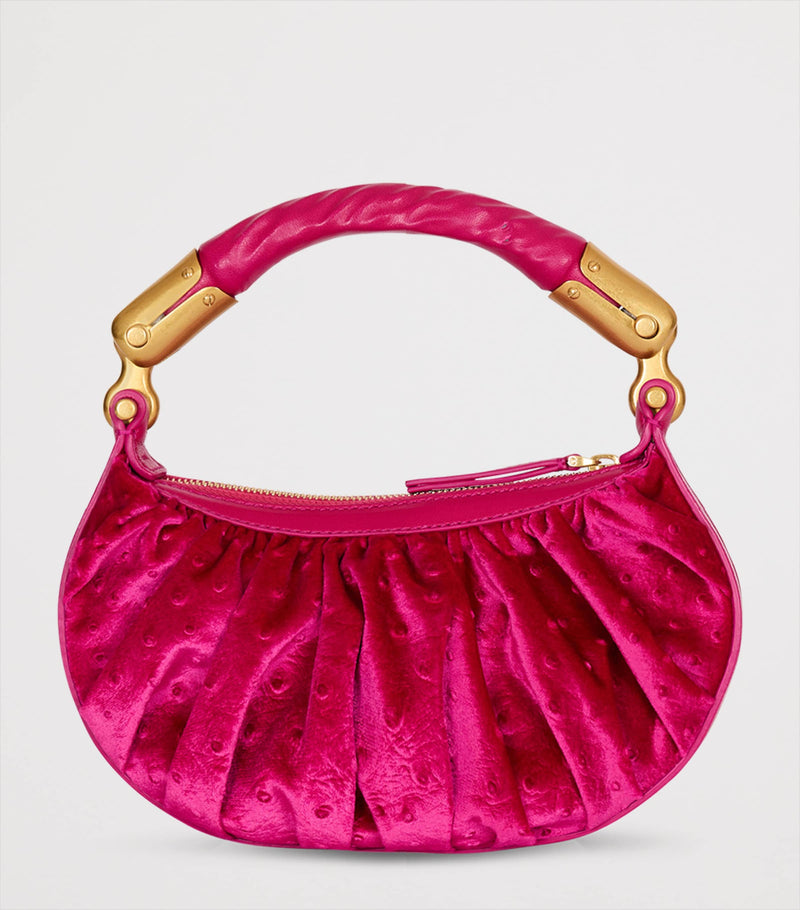 Balmain mini top-handle bag Ebene half-moon, imported from the UK