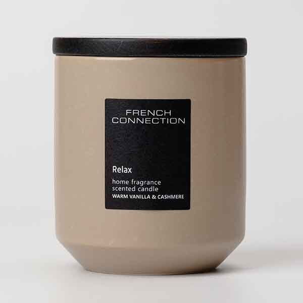 French Connection Stone Collection warm vanilla cashmere candle 238g - British product