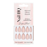 Superdrug Nail HQ Almond Glossy French Nails 24 Pieces- Buy online at McGrocer