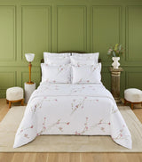 Harrods Double Fitted Sheet with Floral Print, 140cm x 200cm, White Cotton- Buy online at McGrocer