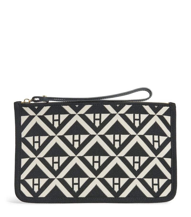 Harrods Geometric Pouch monochrome jacquard wristlet, UK version