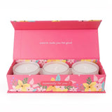 Pink floral Kashmir Fig candles 3 pack - British product