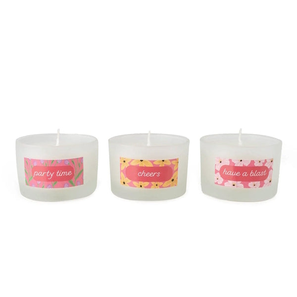 Pink floral Kashmir Fig candles 3 pack - British product