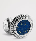 Dunhill rhodium-plated silver and sodalite hobnail cufflinks, imported from the UK