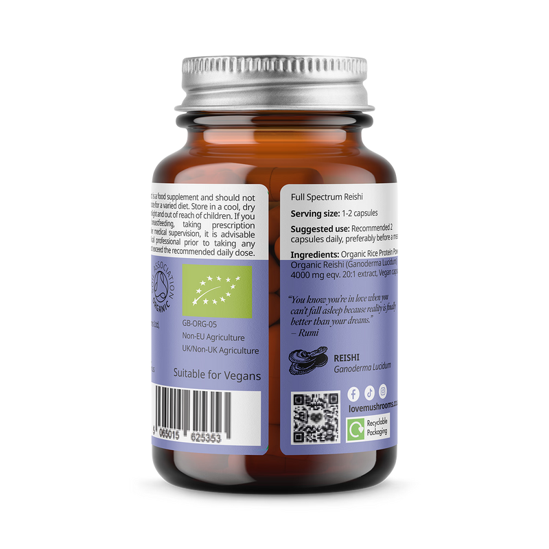 Love Mushrooms organic reishi 4000mg capsules (British brand)